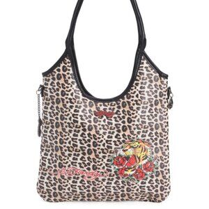 Ed Hardy Cheetah Tote / Animal Print Bag- Double Handle Purse - Y2K - NWT